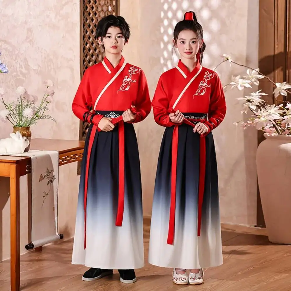 Dance Wear Cosplay Costumes Kung Fu Party Children's Clothing Ethnic Style Vintage Kids Clothes Girls Dress Boy Hanfu Stage - 4