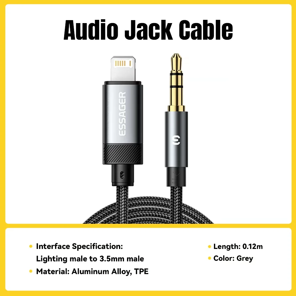 Essager USB-C to 3.5mm Aux Audio Adapter and Splitter for Speakers and Headphones