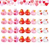 24pcs Rubber Duck Decorations For Car Dashboard Accessories Creative Bath Duck For Kids Shower Valentine's Day Festival Parties 3