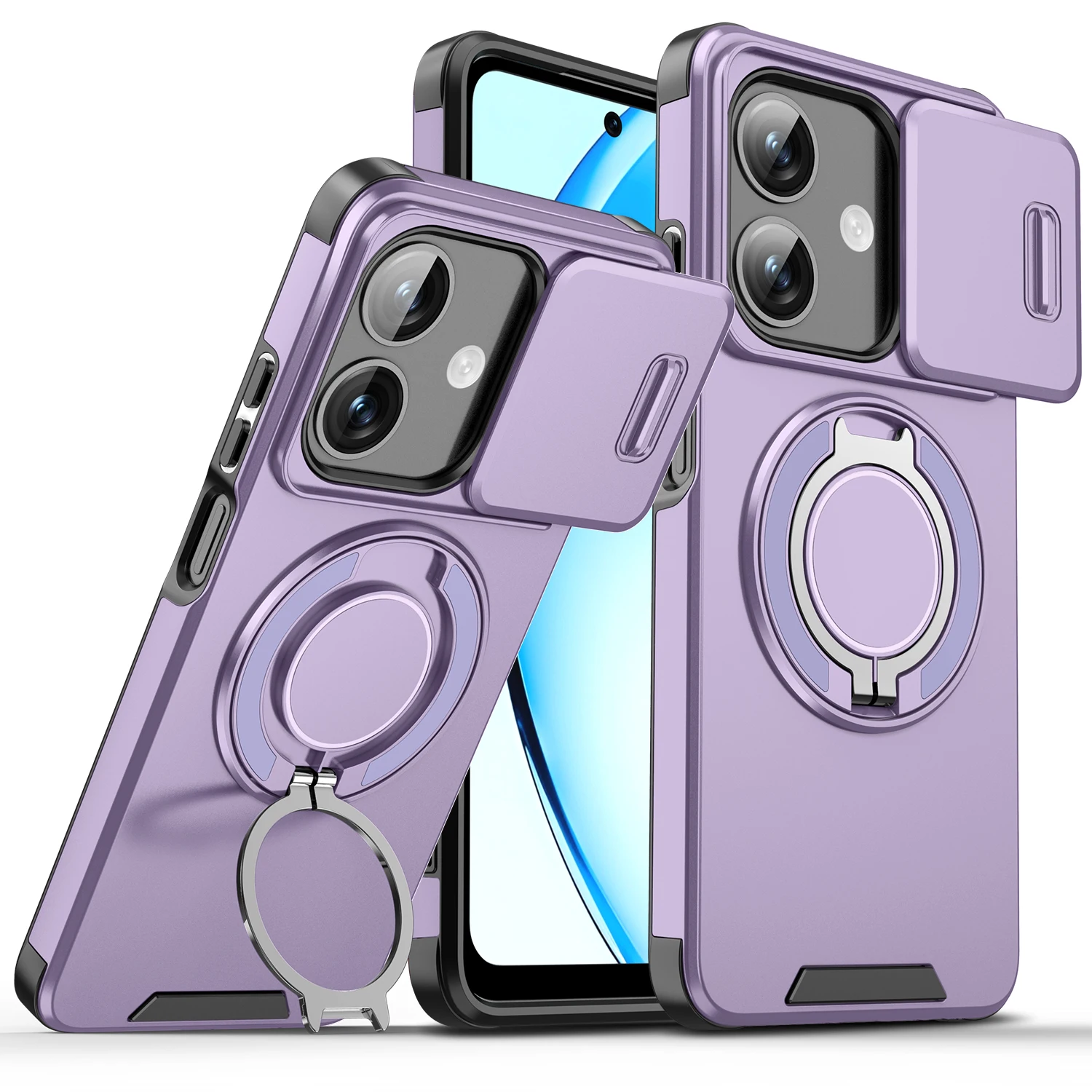 Rugged Armor Magnetic Bracket Slide Camera Protection Phone Case