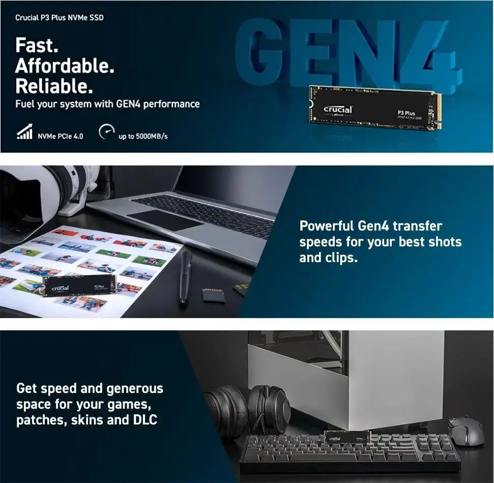 Crucial P3 Plus NVMe Internal Solid State Drive PCIe 3D NAND M