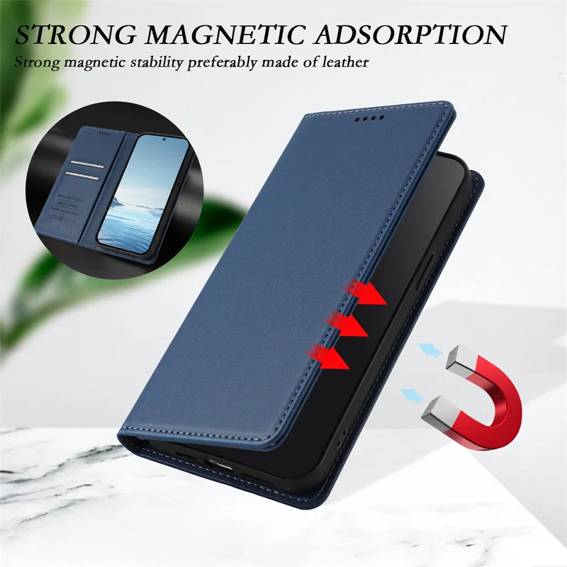 Luxury Magnetic Flip PU Leather Wallet Phone Case with Anti-Theft and Anti-Fall Protection