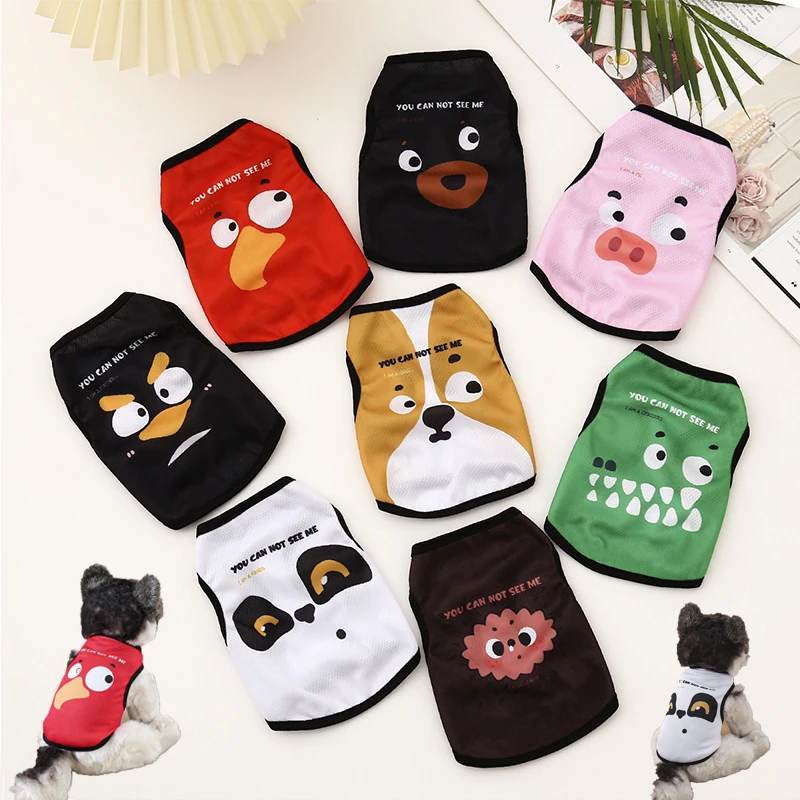 

Cartoon Print Pet Vest Thin Sleeveless Pet Dog Clothes Breathable Puppy Pet Cat Shirt Small Dog Clothing Puppy Tank Top 2023 New