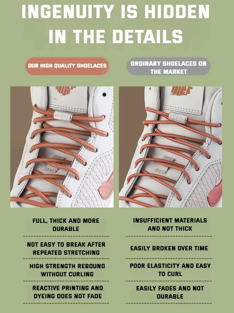 Adult and Kids Elastic No Tie Shoelaces for Sneakers and Tennis Shoes-Round Elastic Shoe Laces with Stretchy Rubber Bands shoelaces without ties elastic shoelaces elastic shoe laces