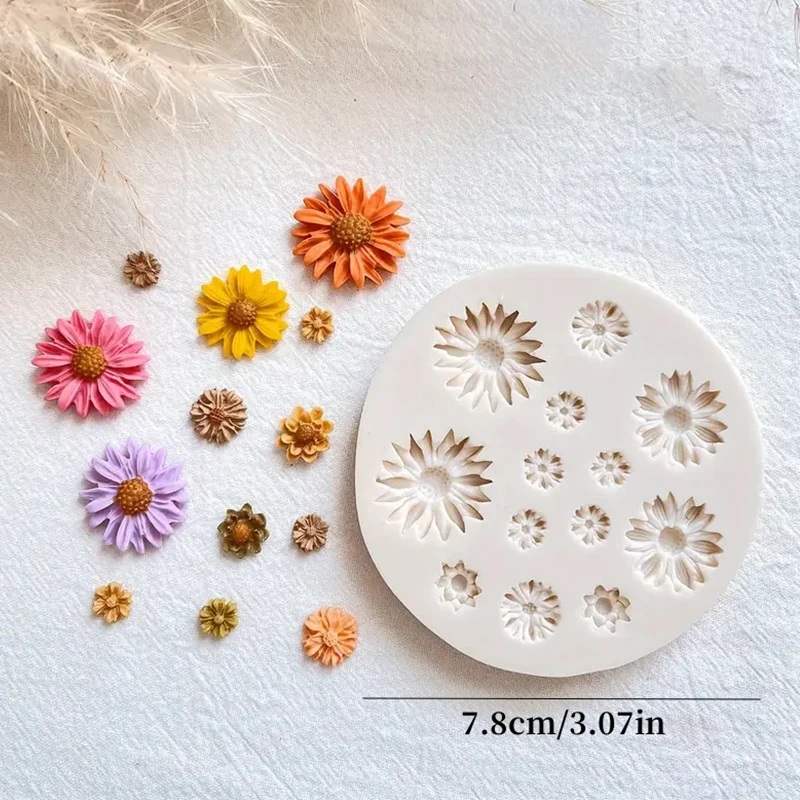 Small Daisy Sun Flower Silicone Mold DIY Fondant Chocolate Cake Decor Mould Craft Polymer Clay Earring Pendants Making Molds