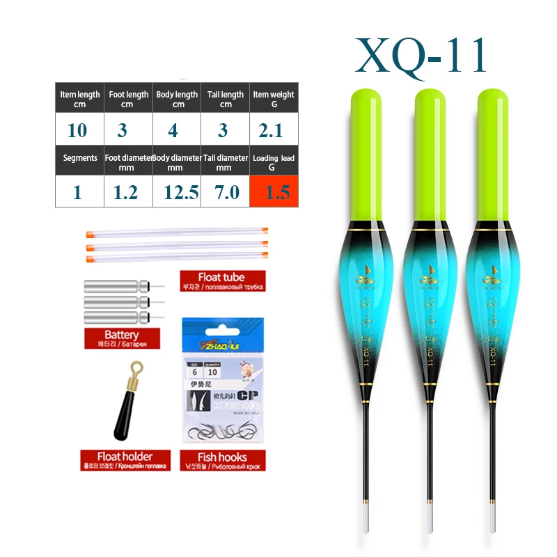 3 Leuchtende Schwimmer + 3 CR425 + 3 Röhren + 1 Tasche mit Haken + 1 Bojenhalter Elektrische Nano-Süßwasser-Bobber Werkzeuge Zubehör Angelausrüstung – Detail 6