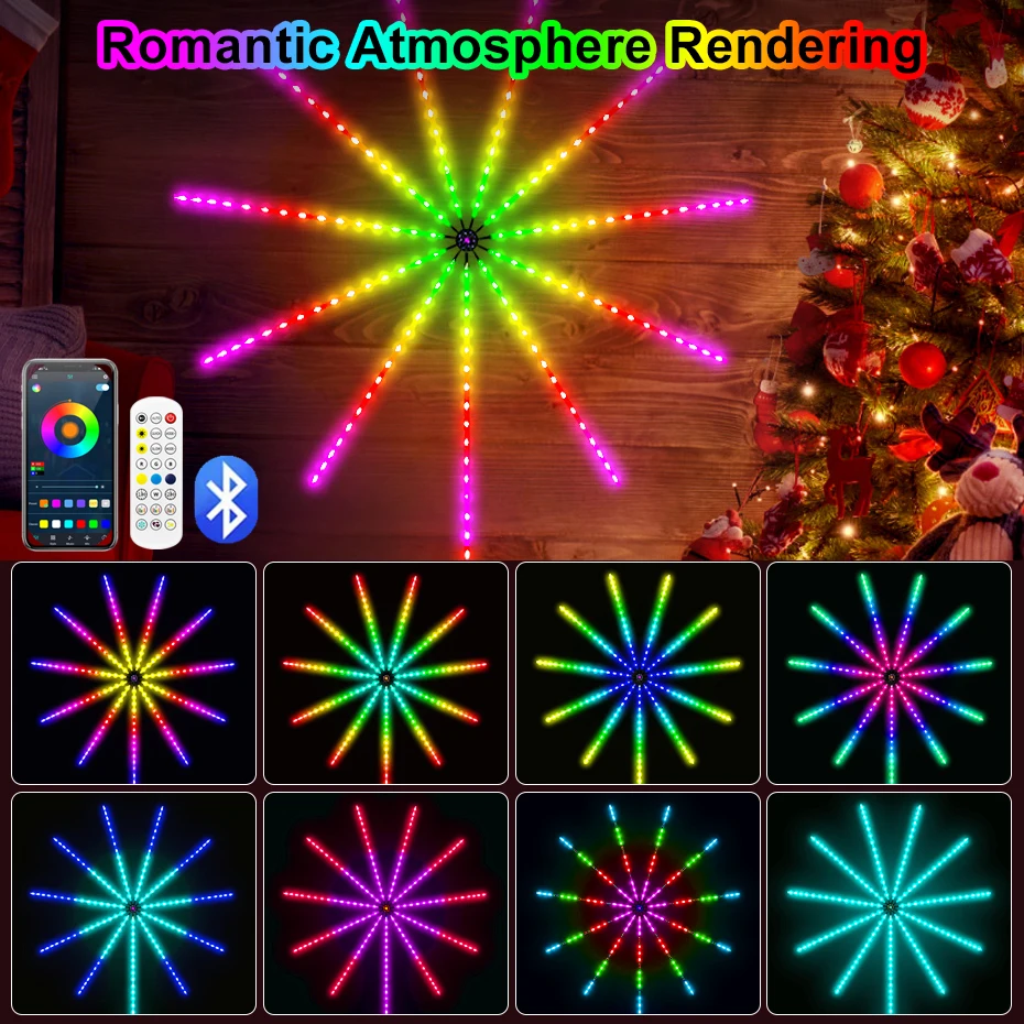 

Smart RGBIC Dreamcolor Firework LED Strip 5V DIY RGB Firework Lamp Music Sync Decoration Lighting for Room New Year Christmas