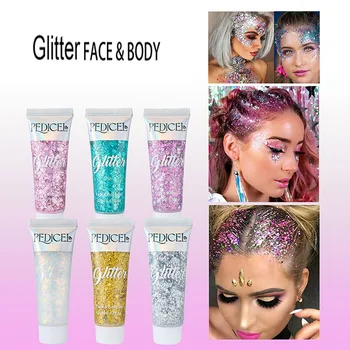 Multifunctional Eye Glitter Nail Hair Body Face Glitter Gel Art Flash Loose Sequins Cream With Smear Spoon Festival Glitter Deco 1
