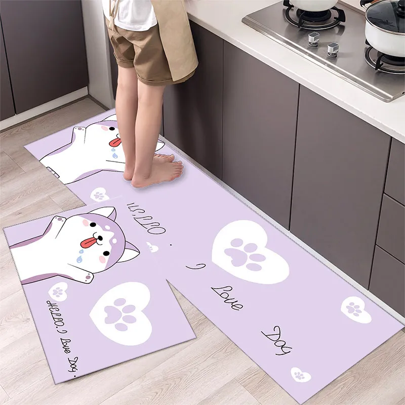 thumbnail image 1 of Alfombra de cocina duradera y resistente a la suciedad, alfombra para puerta de baño, alfombra para ducha, alfombra para pies, alfombra suave antideslizante con dibujos animados, 1 of 5