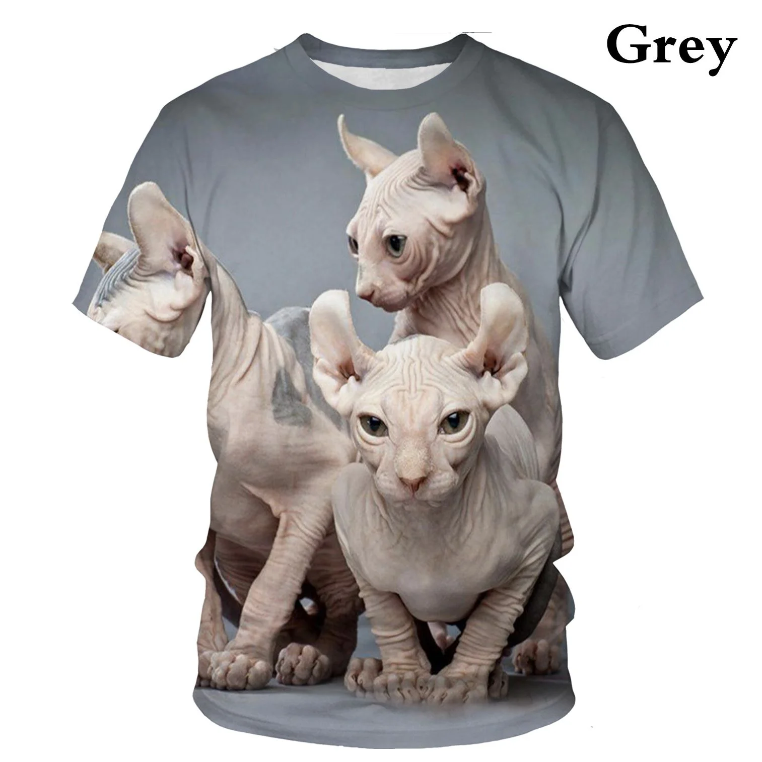 Новинка лета 2022 милая Повседневная футболка с 3D рисунком кошек в стиле Sphynx модные
