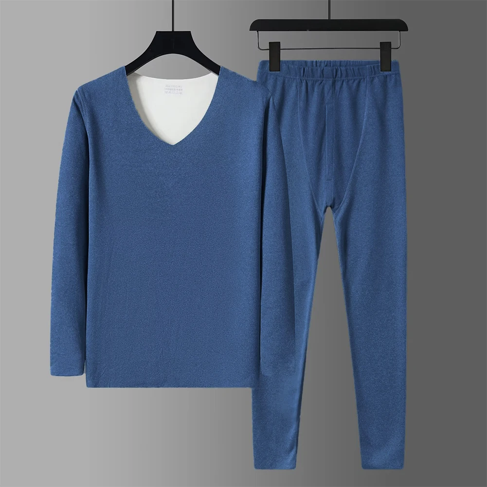 

Autumn Winter Man Casual Warm Fleece Cotton Soft Long Johns Top Bottom Thermal Underwear Clothing Set For Men