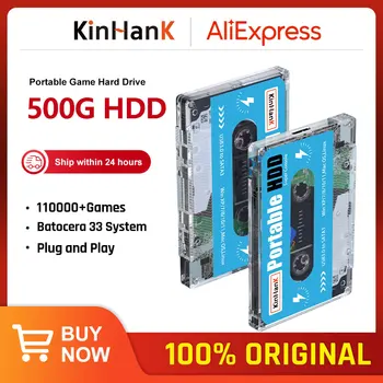 Kinhank 슈퍼 콘솔 X Batocera 33 500G 2T 하드 드라이브 디스크, 110000 + 레트로 비디오 게임, PS1, SS, DC, MAME, 아케이드 플러그 앤 플레이