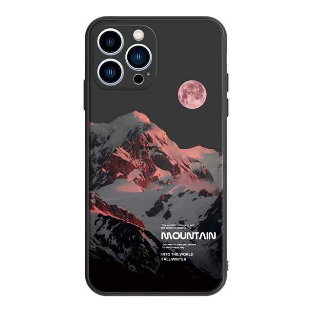 Phone Case For iPhone XR XS Max Case Painted Mountain Pattern Back Cover For iPhone 11 Pro 12 13 Pro Max Case Shell