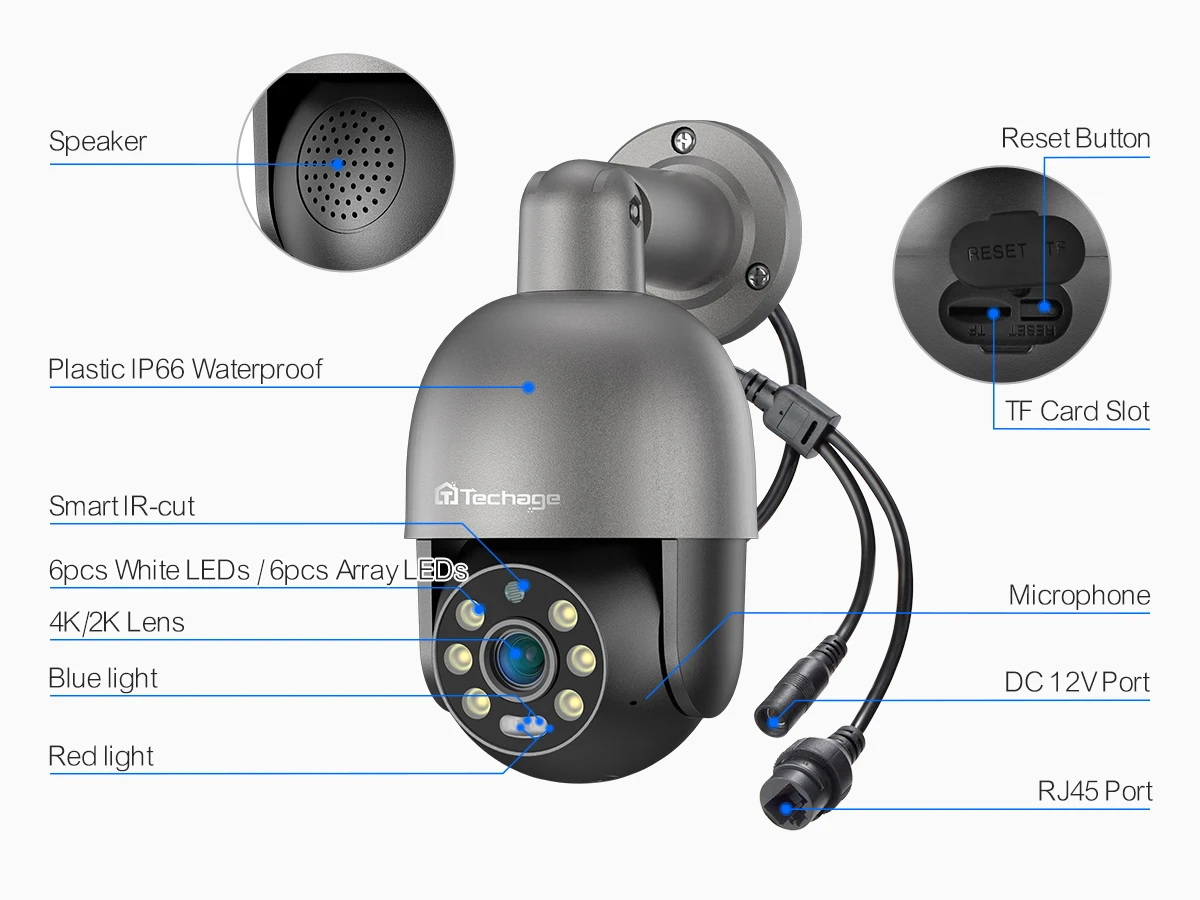 Sfca31b3a0fa44f41ade9640ce3090aacS Techage 32CH 5MP 8MP POE PTZ Camera System Smart Ai Human Detected Two-way Audio Color Night 4K H.26S Security Surveillance Kit