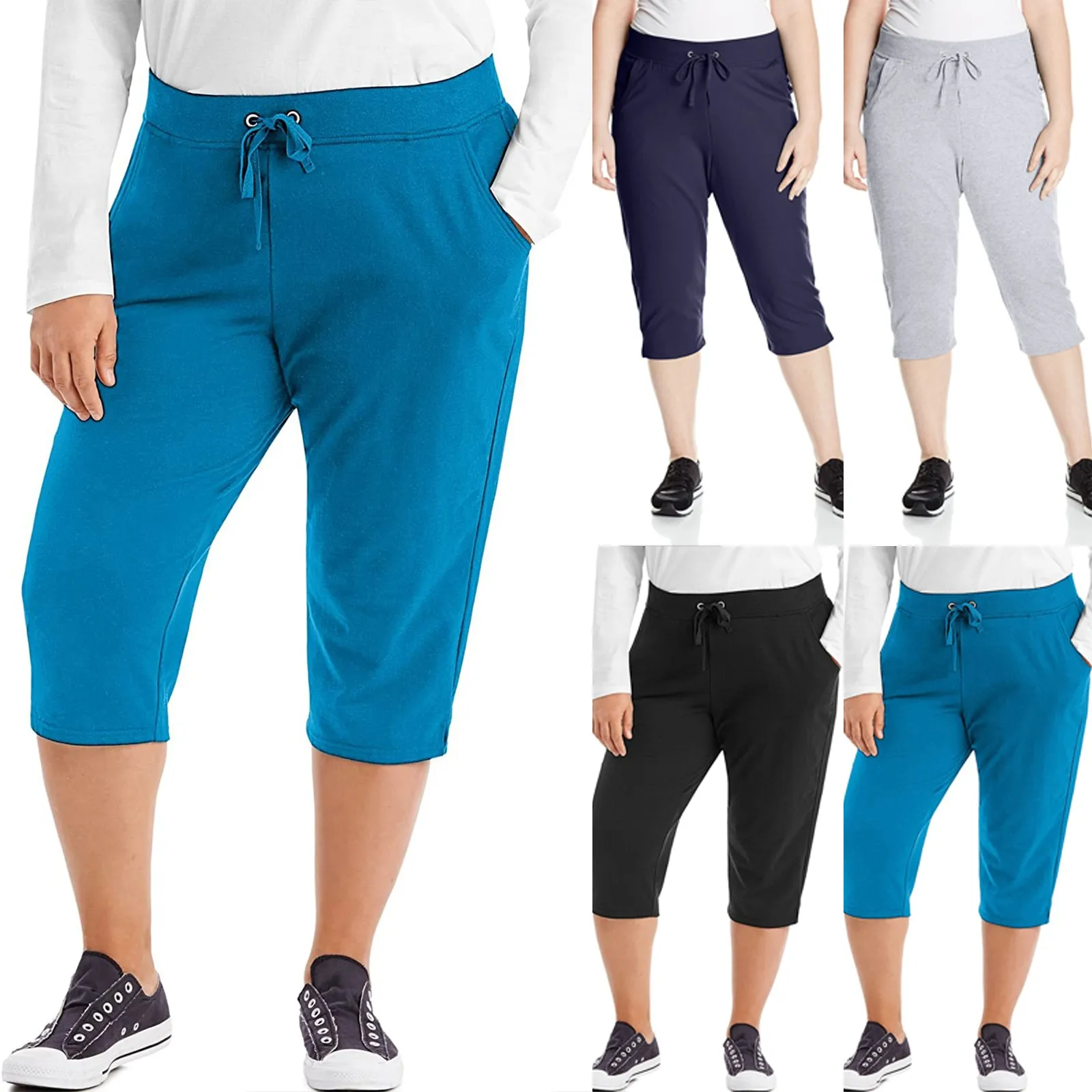 Full Size Drawstring Cropped Jogger Pants Plus Size main image 0