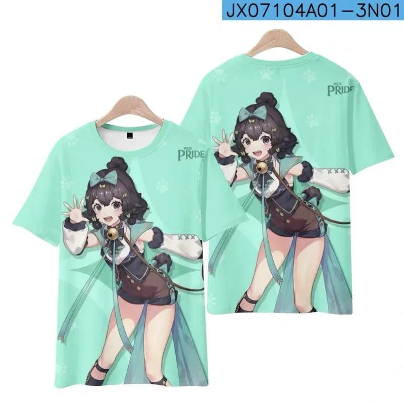 Red: pride of eden 3d printing T-shirt summer fashion around neck short sleeve popular game anime streetwear