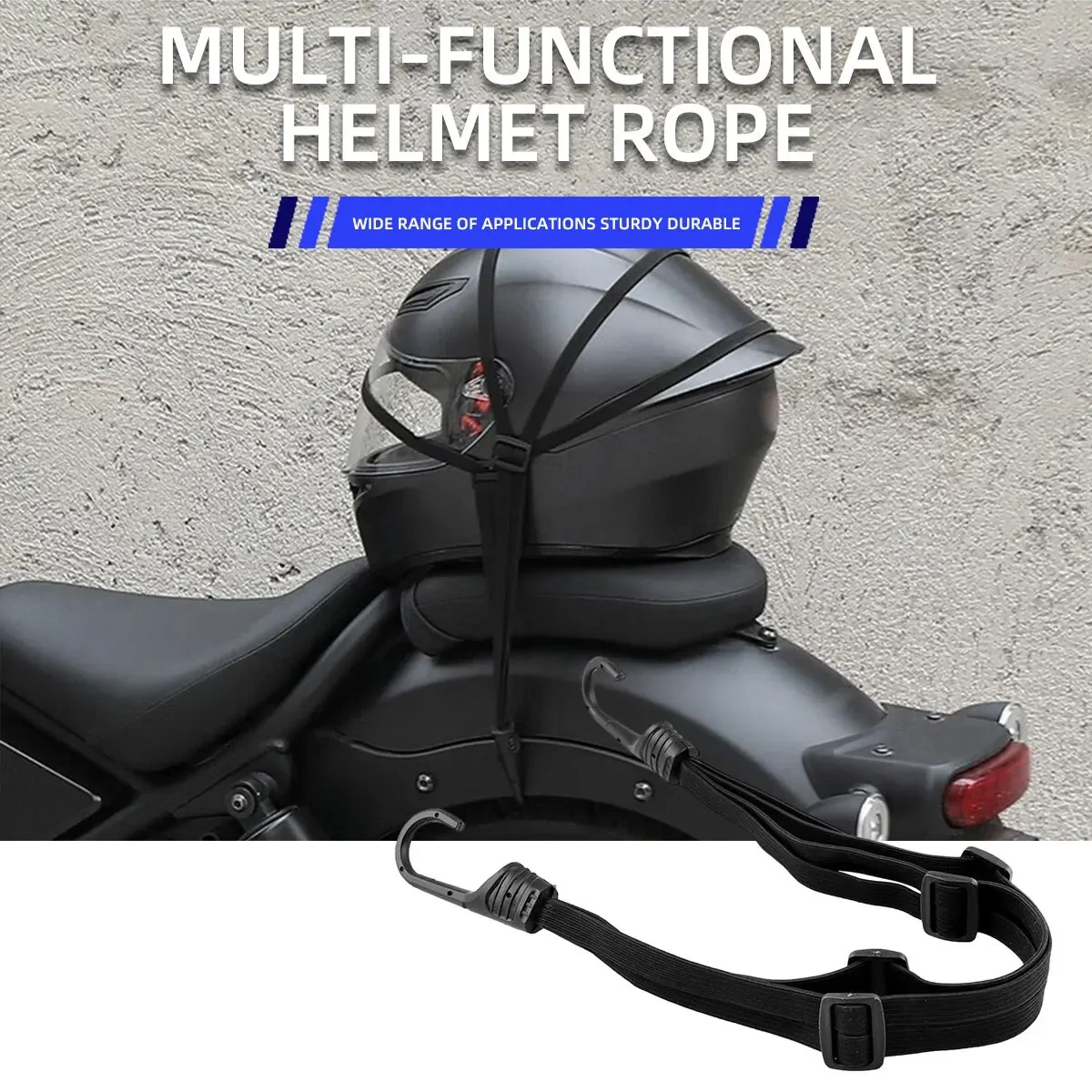 60cmMotorcycle Luggage Strap Helmet Fixed Straps Universal Retractable Elastic Buckle Rope Motorbike Durable Helmet Luggage Net