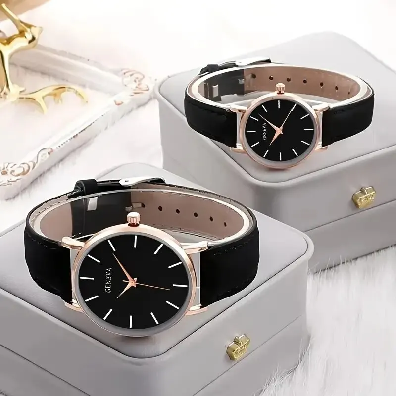 2pcs Minimalist Couple Quartz Watch Women Wristwatches