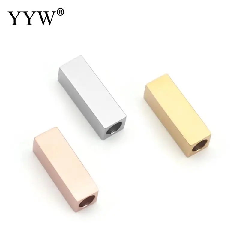 

10Pcs Stainless Steel Slider Rectangular Tube Beads Slide Charms For Leather Cord Beacelets Necklace Jewelry Making Accessories