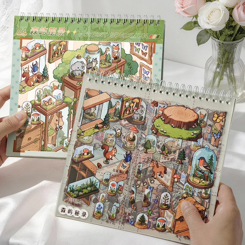 귀여운 스트레스 해소 코드 카고 3D 화장대 풍경 스티커북 DIY 포켓 캐빈 장면 축제 선물