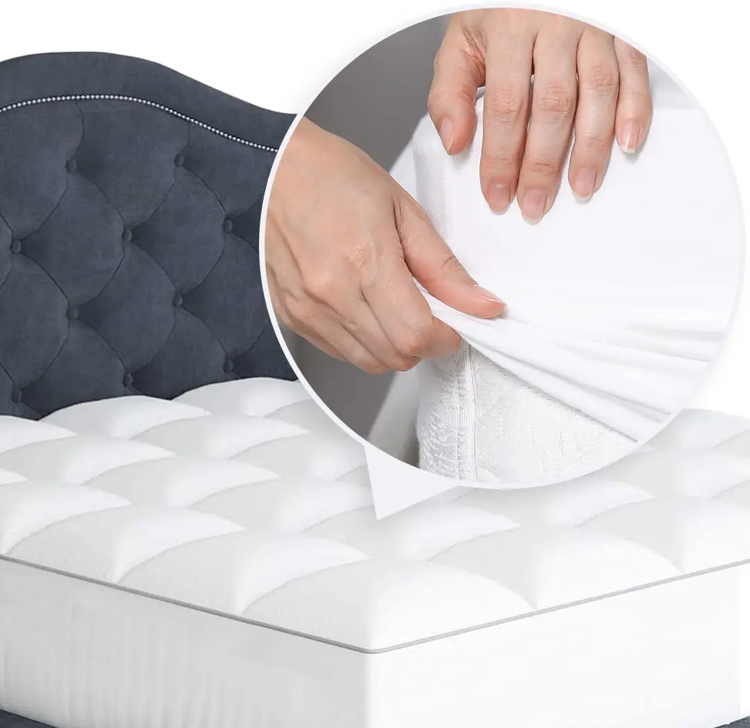 Full Size Cooling Bed Mattress Topper-Pillow-Top Thickness,Soft Cotton Fabric, Breathable & Plush Quilted Down Fill,Deep