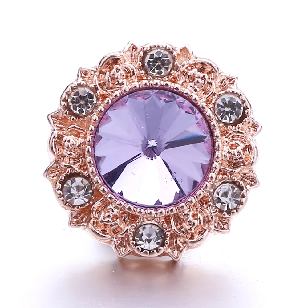 15pcs Newest Snap Jewelry Rose Gold Rhinestone 18mm Snap Buttons for Snap Bracelet Necklace