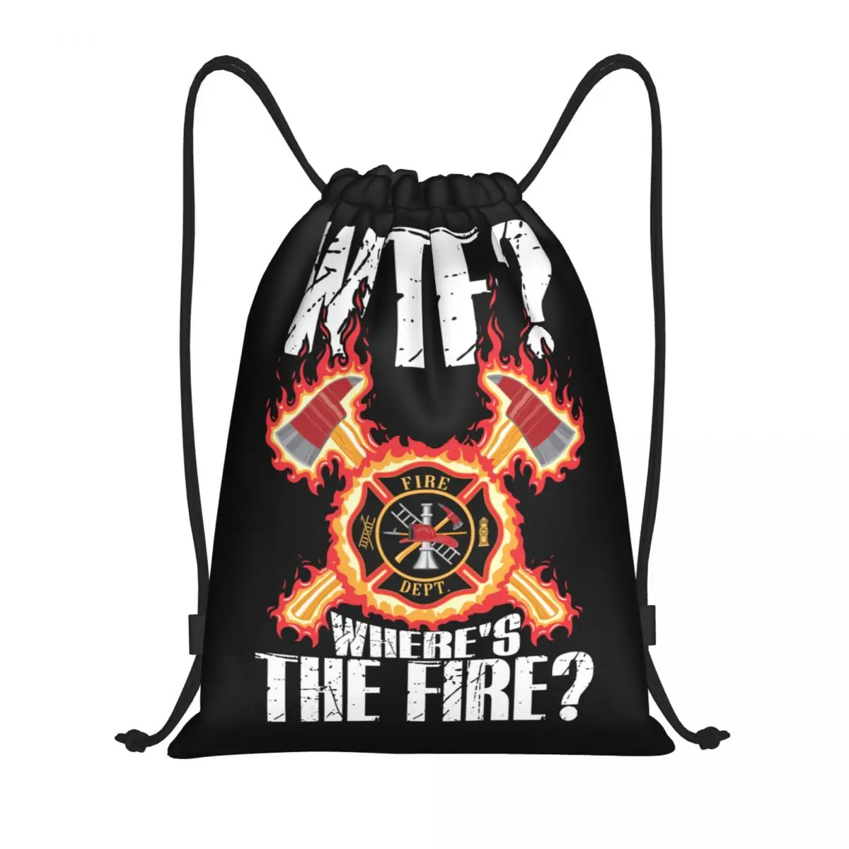 

Забавный рюкзак WTF Wheres The Fire пожарный на шнурке рюкзак для спортивного зала Рюкзак Портативный пожарный спасательный пожарный мешок для покупок