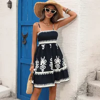 Women Dresses Print Dress A Line Camisole Square Collar Sleeveless Mini Length Empire Waist Loose Fit Casual 2026 Spring Summer
