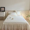 4Pcs Romantic Double Layer Lace Princess Wedding Bedding Set 100% Cotton Duvet Cover Bed Sheet Or Quilted Bedspread Pillowcases 6