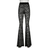 Darlingaga Fashion Black Skinny Lace Trousers Full Length Solid Transparent Sexy Party Thin Flared Pants Vintage Elegant Bottoms 6