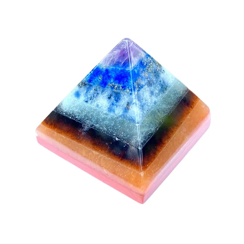 7 Color Chakra Energy Stone Pyramid To Heal Reiki Natural Crystal Mineral Pyramid Meditation Tools Home Decor Car Trim 28*30mm