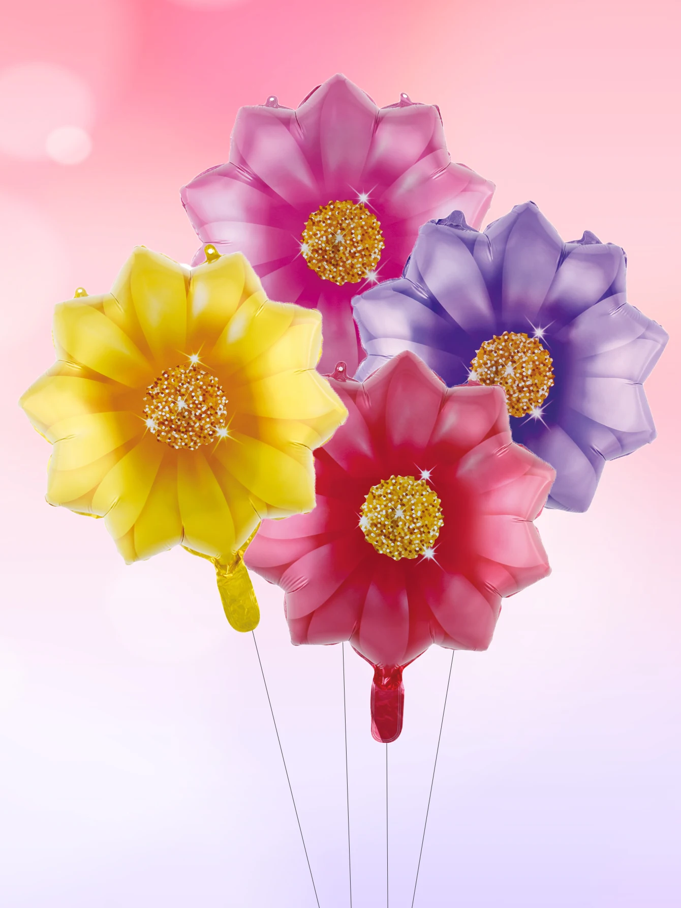 4pcs-18-Inch-Red-Pink-Yellow-Purple-Flower-Foil-Balloons-Multicolor ...