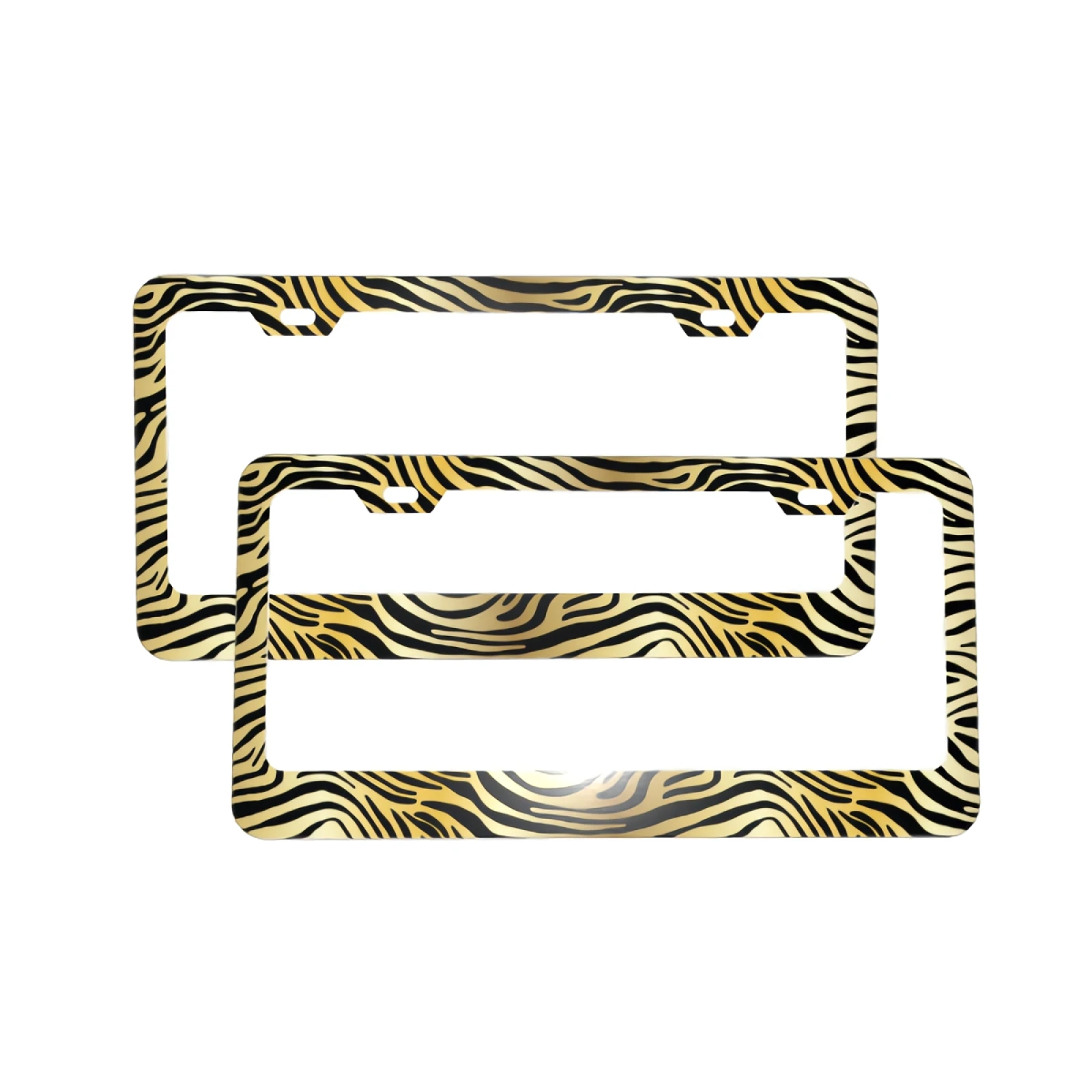 

2 PCS License Plate Frames - Black Yellow Zebra License Plate Covers Car Tag Frame 2 Holes and Screws Car Accessories