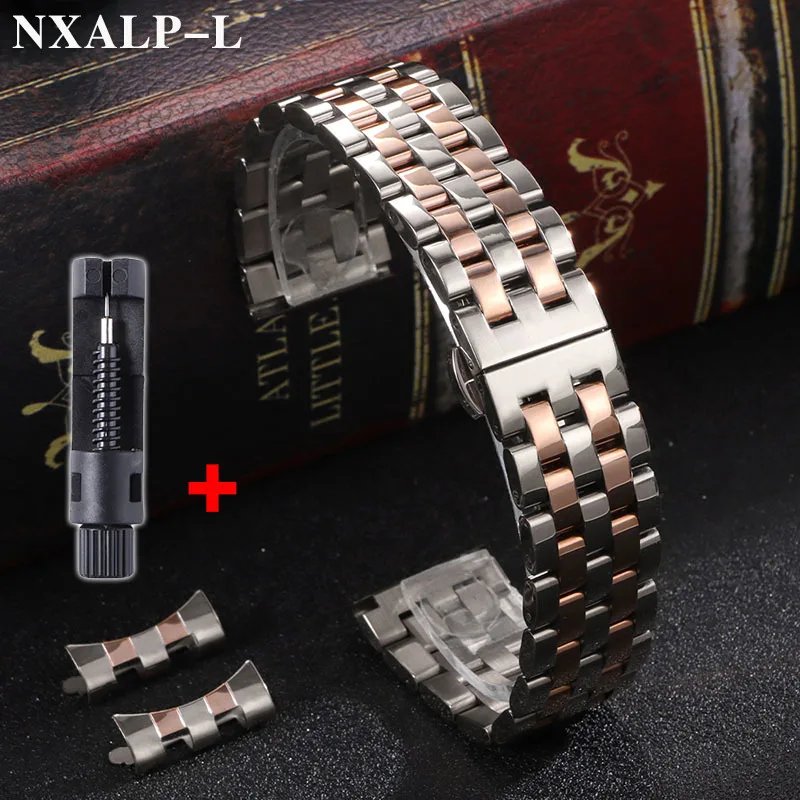 Premium Solid Stainless Steel Watch Band - High-Quality Curved/Flat End Wristband, Available in Various Sizes
