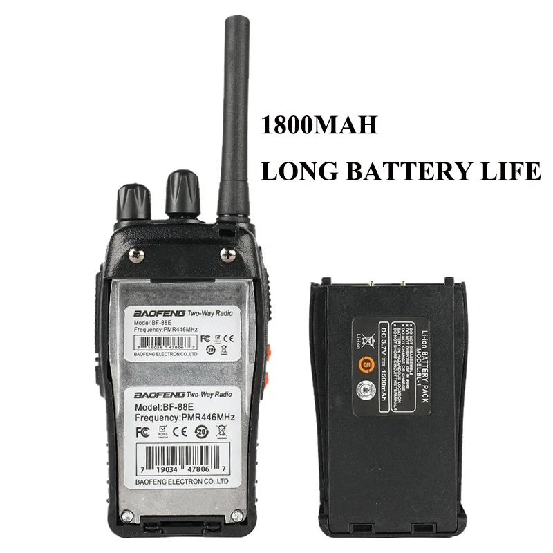 Baofeng BF-88E PMR comunicatore interfono portatile 16 canali conversazione a lunga distanza Walkie Talkie 5W 446MHz Home Hotel Radio