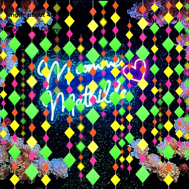 Glow in The Dark Paper Neon Garland Streamers Tape Stickers Birthday  Supplies Reactive Fluorescent Neon Party Christmas Decor - AliExpress