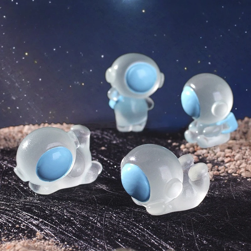 Cartoon Luminous Astronaut Figurine Resin Craft Decor Mini Landscape Desktop Ornament Creative Home Office Decoration