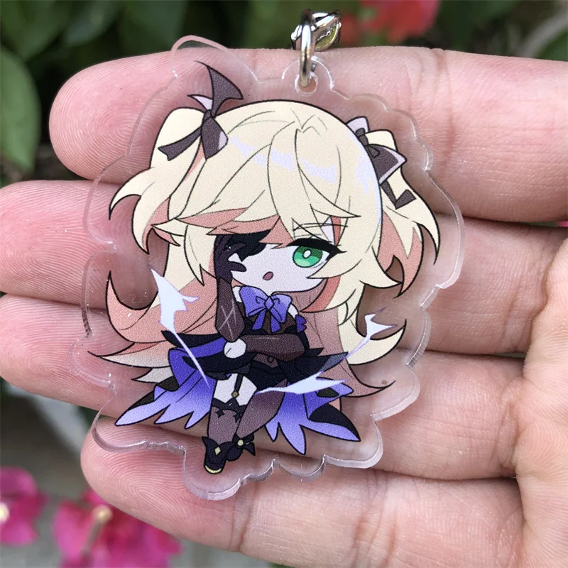 Genshin Impact Zhongli Gorou Barbatos Kaeya Keychain Figure Badge Anime Game Cosplay Accessories action figures toys anime ornament