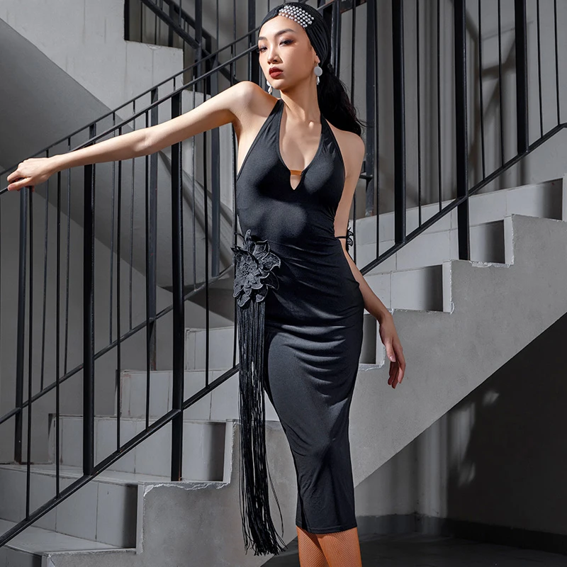 

Женское платье для выступлений и латиноамериканских танцев, соблазнительное платье с открытой спиной для тренировок, Чача Румба, платье для конкурсов