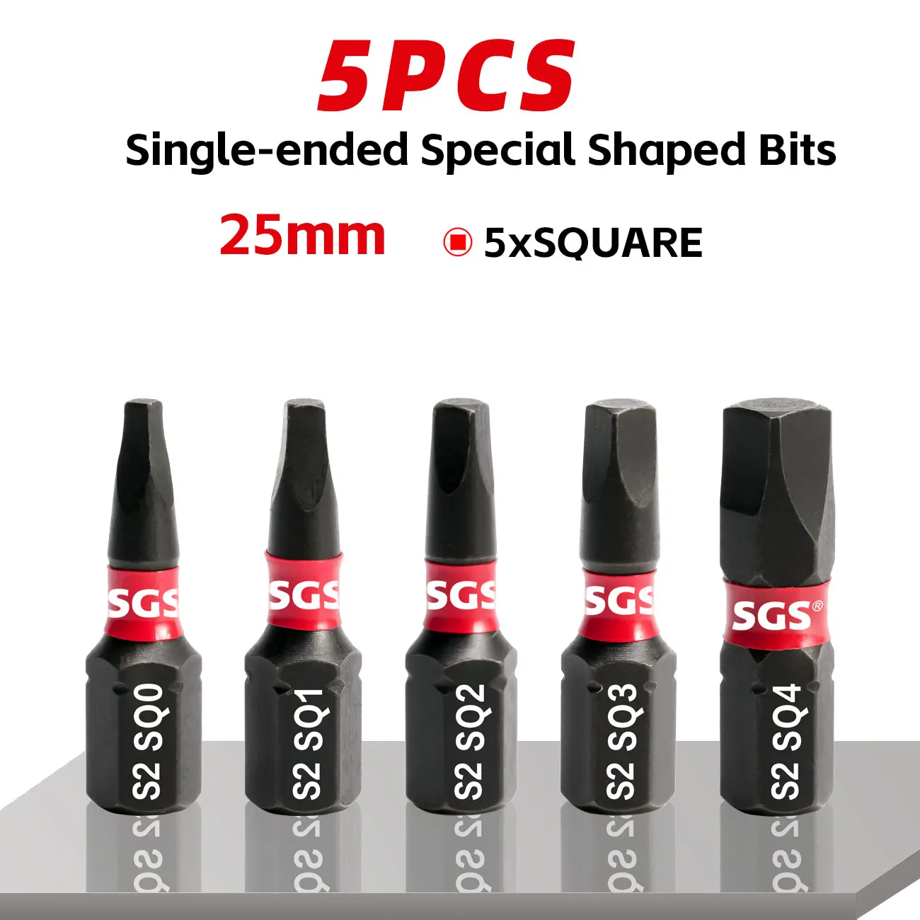 25 mm kurzes quadratisches Schraubendreher-Bit-Set SQ0-SQ4, 5-teilig, S2-Stahl, hohe Härte, multifunktionales Reparaturwerkzeug-Zubehör – Detail 2