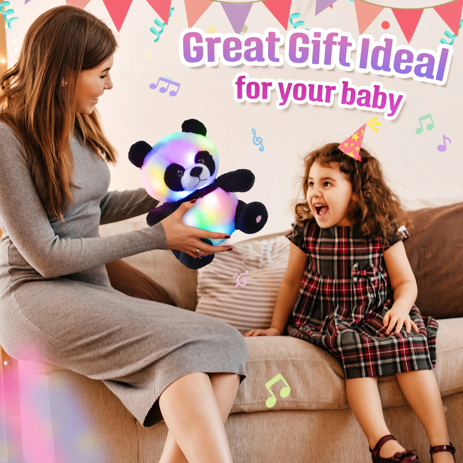 28cm LED Light Musical Panda Plush Toy