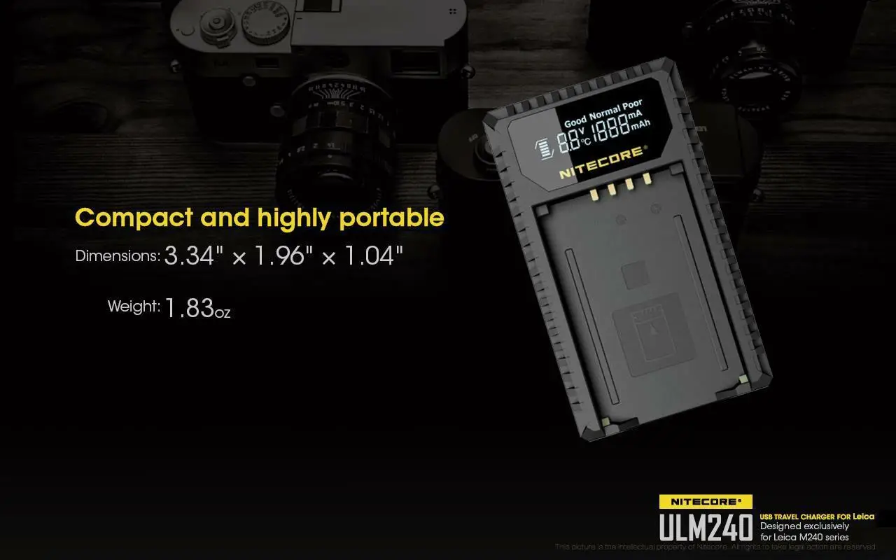 Nitecore ULM240 USB Tarvel 充電器 ライカ BP-SCL2 バッテリー