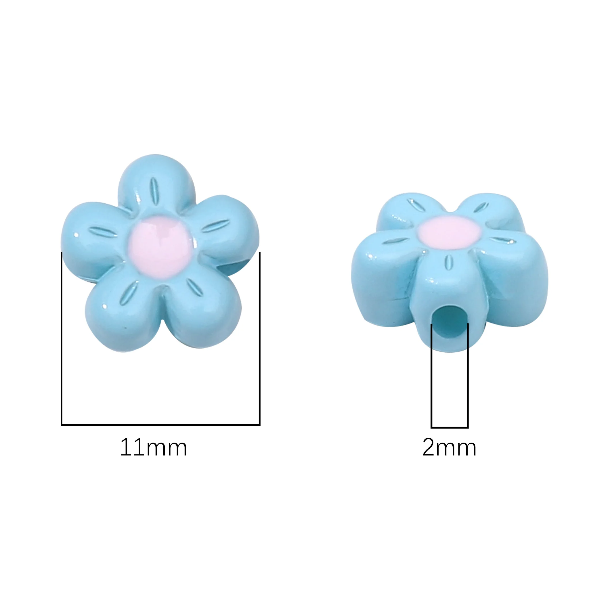 5pcs 11mm 아크릴 풍선 꽃 비즈 2mm 구멍 멀티 컬러 DIY 쥬얼리 만들기 용품 팔찌 목걸이 참 장식품