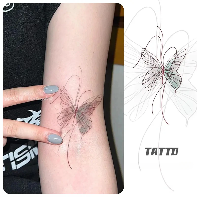 4-teiliges Set Cartoon-Schmetterling-Tattoo-Aufkleber für Frauen, wasserfest, Fake-Tattoo, sexy Kunst, temporäre Tattoos, Arm, langanhaltender Tattoo-Aufkleber – Detail 4