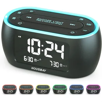 Digital Alarm Clock Radio with Dual Alarm, Night Light, and Bedside Convenience for Phone-Free Wake-up