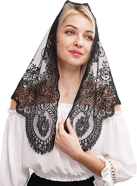 Bridal Veil Spanish Style Lace Mantilla Women Head Covering Catholic Veil Wedding Veil