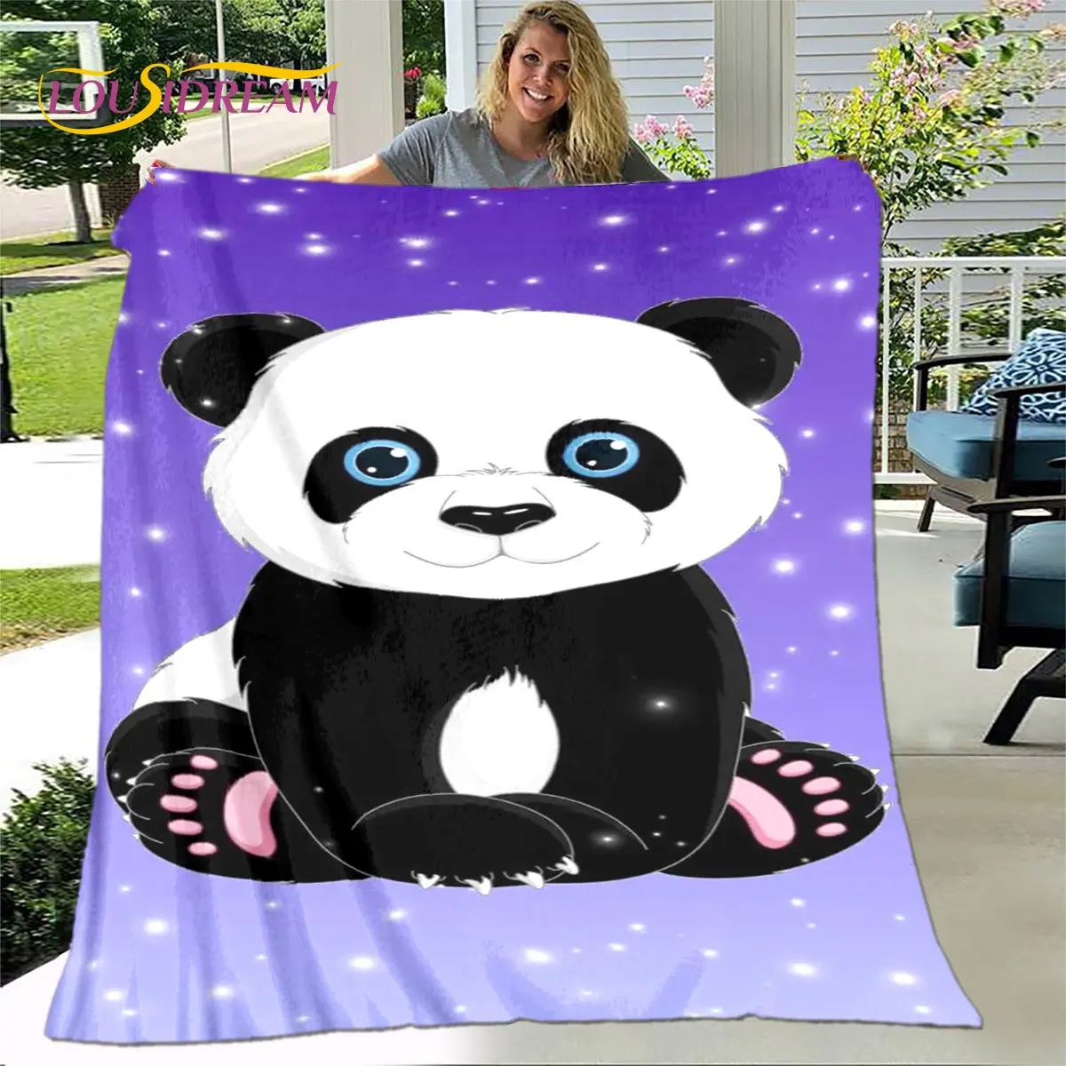 3D Cartoon Cute Panda Blanket,Flannel Blanket Throw Blanket,Child Warm Blanket for Home Living Room Bedroom Beds Sofa Picnic