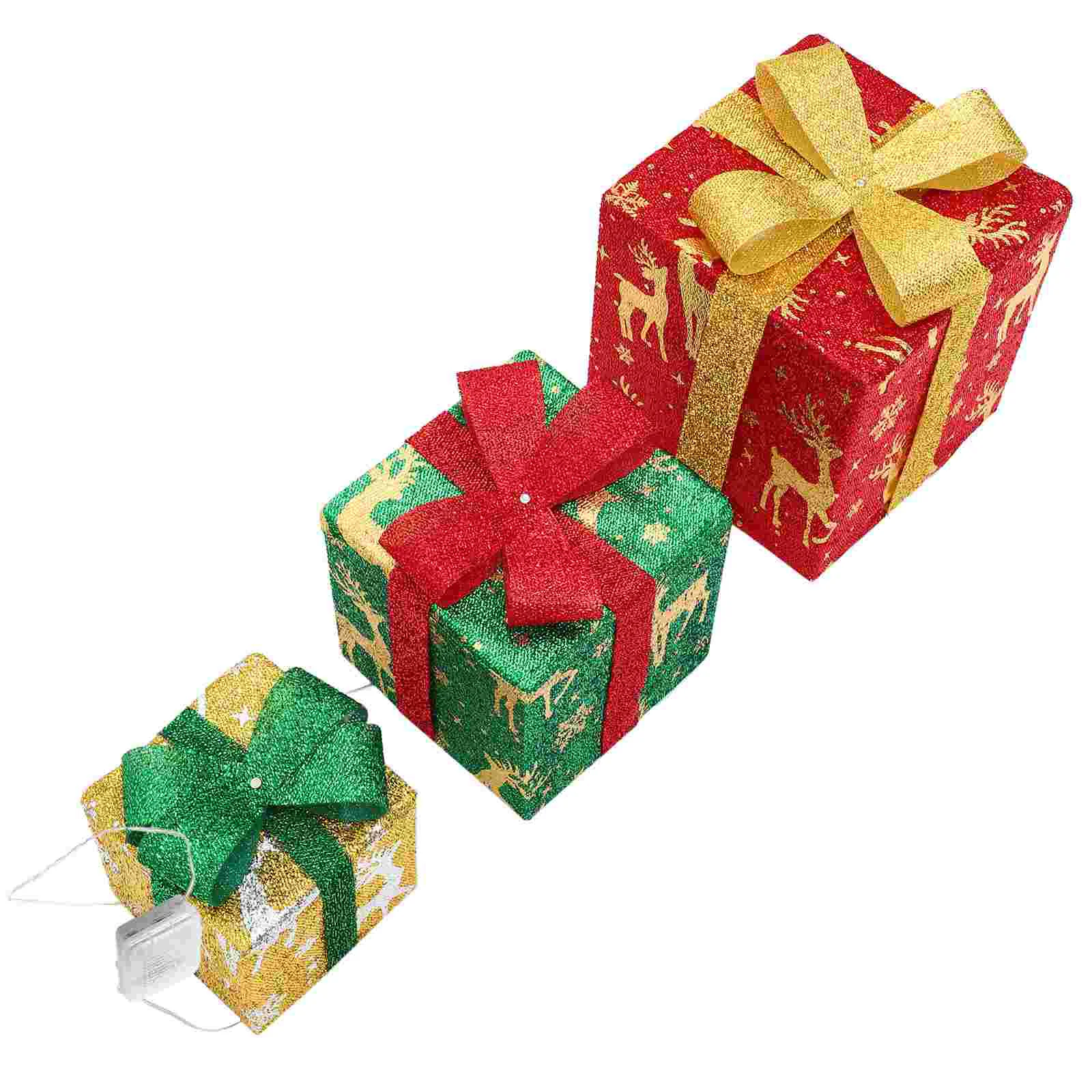 

Рождественская Подарочная коробка с подсветкой, украшения для улицы, окна, сцены, огни, маленькие коробки, декоративные коробки, Рождественская елка, подарки, триколор