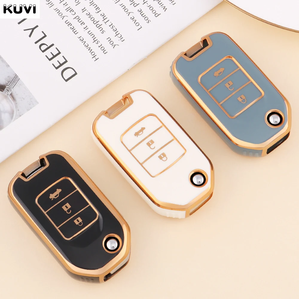 Car Key Case Shell Cover Plating TPU Car Key Case Shell Cover Fob For Honda Civic HRV CRV XRV CR-V Crider Odyssey Pilot Fit Accord Protector Accessories