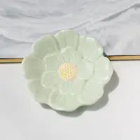 1Pc Ceramic Jewelry Tray Lotus Flower Ring Dish Holder Porcelain Trinket Tray Decorative Trinket Plate for Ring Necklace 2